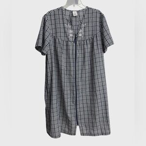 Croft & Barrow Navy White Zip Duster Robe Women's Sz 1X Navy White Plaid Pockets